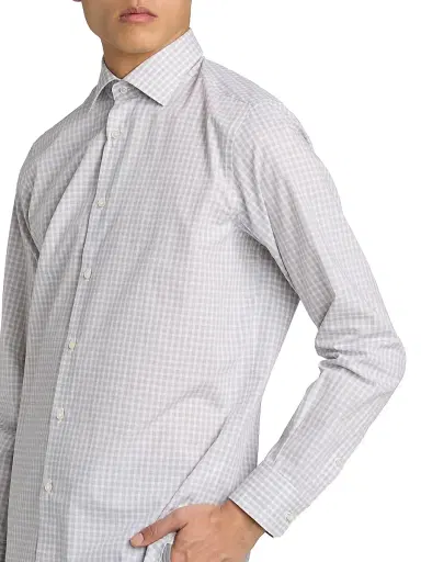 Saks Fifth Avenue Men's Mini-Check Poplin Button-Front Shirt - Grey - Size XXL | Thumbnail 6 Saks Fifth Avenue Men's Mini-Check Poplin Button-Front Shirt - Grey - Size XXL | Thumbnail 6
