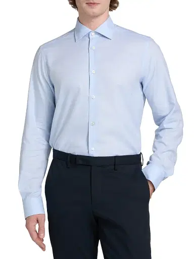 Saks Fifth Avenue Men's COLLECTION Melange Cotton Sport Shirt - Blue - Size XXL | Thumbnail 3 Saks Fifth Avenue Men's COLLECTION Melange Cotton Sport Shirt - Blue - Size XXL | Thumbnail 3