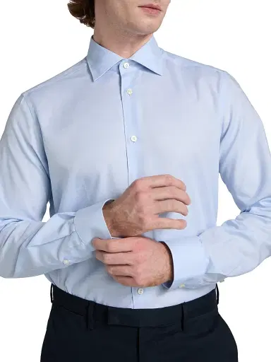 Saks Fifth Avenue Men's COLLECTION Melange Cotton Sport Shirt - Blue - Size XXL | Thumbnail 6 Saks Fifth Avenue Men's COLLECTION Melange Cotton Sport Shirt - Blue - Size XXL | Thumbnail 6