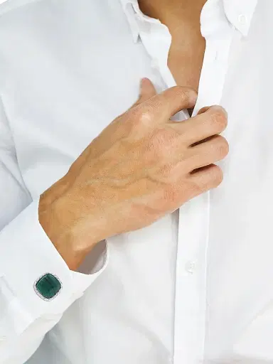Saks Fifth Avenue Collection Men's Sterling Silver & Malachite Cufflinks | Thumbnail 2 Saks Fifth Avenue Collection Men's Sterling Silver & Malachite Cufflinks | Thumbnail 2