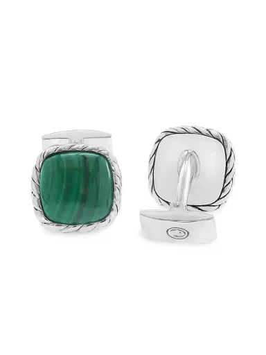 Saks Fifth Avenue Collection Men's Sterling Silver & Malachite Cufflinks | Thumbnail 3 Saks Fifth Avenue Collection Men's Sterling Silver & Malachite Cufflinks | Thumbnail 3