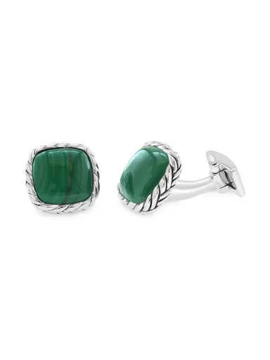 Saks Fifth Avenue Collection Men's Sterling Silver & Malachite Cufflinks | Thumbnail 1 Saks Fifth Avenue Collection Men's Sterling Silver & Malachite Cufflinks | Thumbnail 1