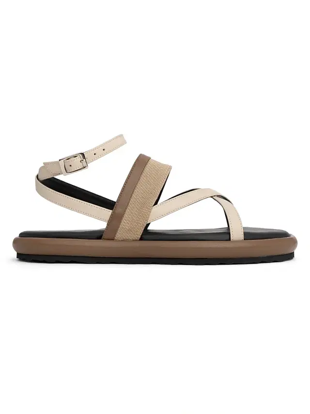 Pierre Hardy Women's Alpha Leather & Canvas Sandals - Calf Camel Off White Black