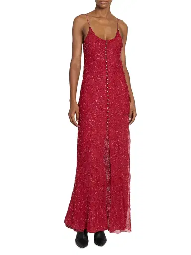 Rabanne Women's Sequined Layered Maxi Dress | Thumbnail 2