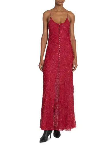 Rabanne Women's Sequined Layered Maxi Dress | Thumbnail 3
