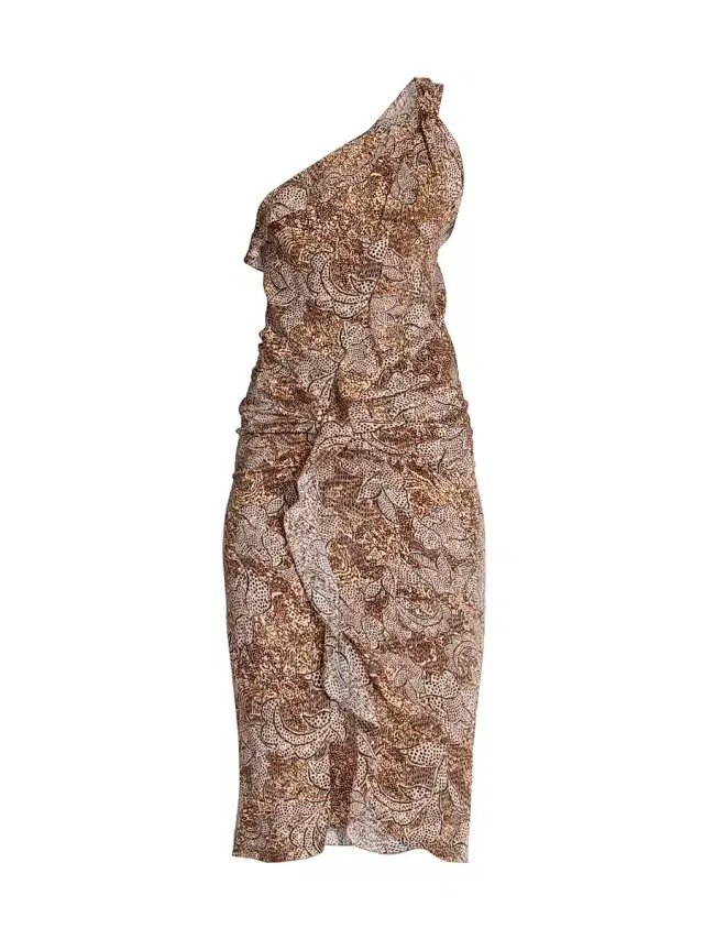 Isabel Marant Women's Charlota Floral One-Shoulder Knee-Length Dress - Ochre