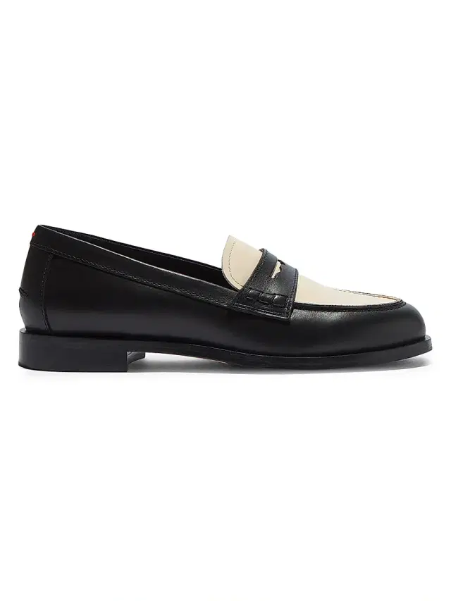 Aeyde Women's Oscar Penny Loafers - Black Creamy