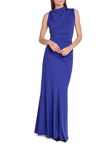 Victoria Beckham Women's Draped Jersey Sleeveless Gown - Bright Indigo | Thumbnail 2 Victoria Beckham Women's Draped Jersey Sleeveless Gown - Bright Indigo | Thumbnail 2