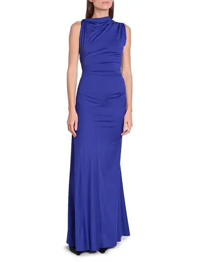 Victoria Beckham Women's Draped Jersey Sleeveless Gown - Bright Indigo | Thumbnail 3 Victoria Beckham Women's Draped Jersey Sleeveless Gown - Bright Indigo | Thumbnail 3