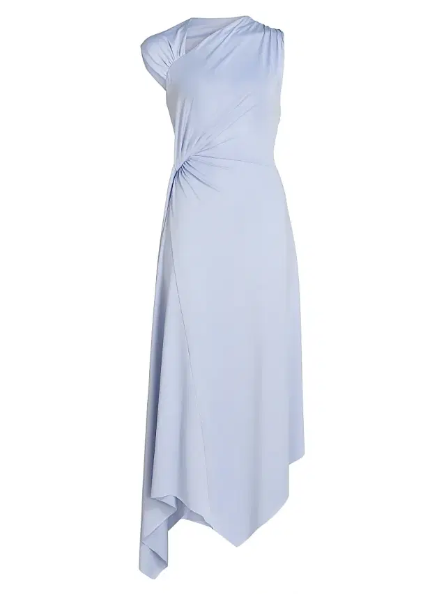 Victoria Beckham Women's Asymmetric Knotted Midi-Dress - Cloud Blue