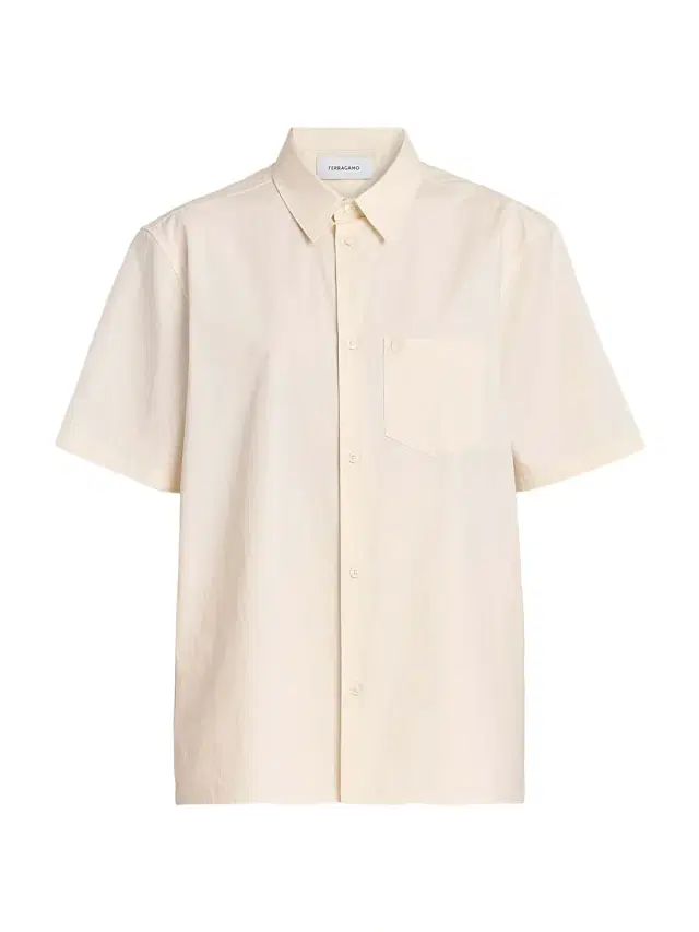 FERRAGAMO Women's Cotton-Silk Canvas Shirt - Parchment