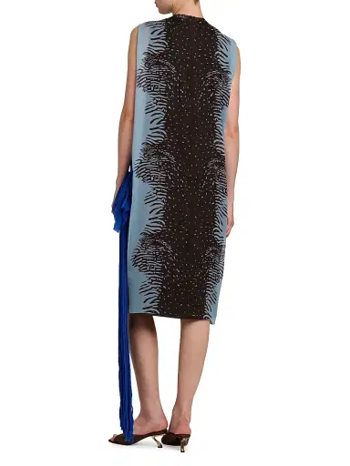 FERRAGAMO Women's Cuttlefish-Print Silk Knee-Length Sheath Dress - Washed Denim Expresso | Thumbnail 5