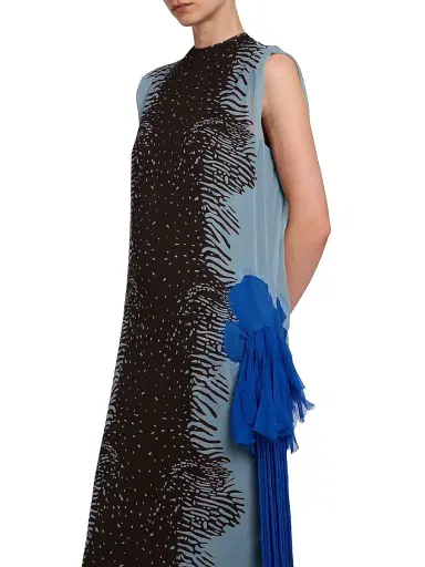 FERRAGAMO Women's Cuttlefish-Print Silk Knee-Length Sheath Dress - Washed Denim Expresso | Thumbnail 6