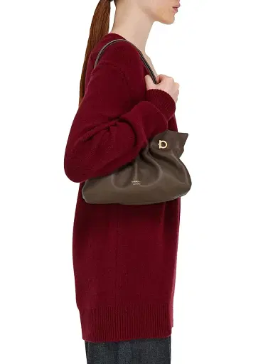 Ferragamo Women's Gancini Piercing Gath Leather Clutch | Thumbnail 2 Ferragamo Women's Gancini Piercing Gath Leather Clutch | Thumbnail 2