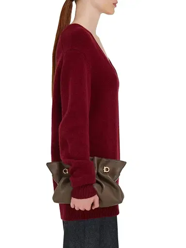Ferragamo Women's Gancini Piercing Gath Leather Clutch | Thumbnail 3 Ferragamo Women's Gancini Piercing Gath Leather Clutch | Thumbnail 3