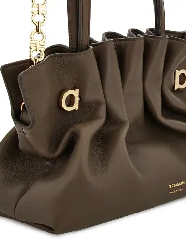 Ferragamo Women's Gancini Piercing Gath Leather Clutch | Thumbnail 8 Ferragamo Women's Gancini Piercing Gath Leather Clutch | Thumbnail 8