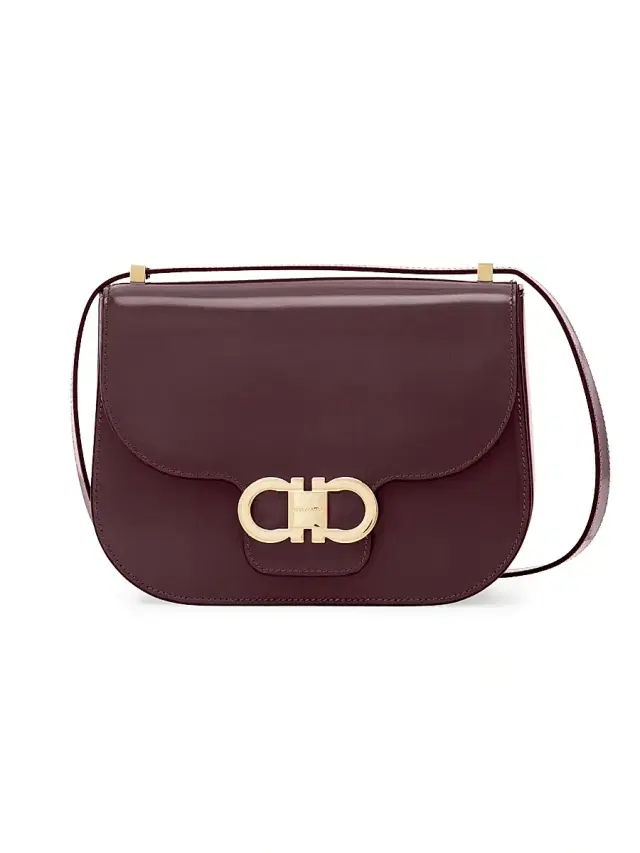 FERRAGAMO Women's Double Gancini Flap Leather Crossbody Bag - Plum
