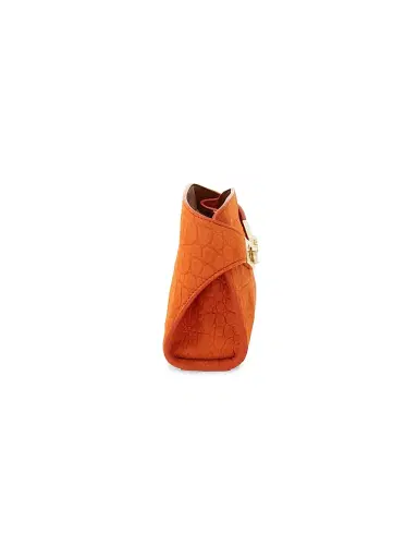 FERRAGAMO Women's Hug Gancini Croc-Embossed Suede Convertible Clutch - Light Siena | Thumbnail 3