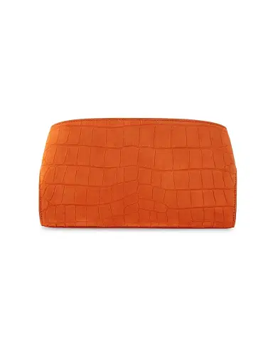 FERRAGAMO Women's Hug Gancini Croc-Embossed Suede Convertible Clutch - Light Siena | Thumbnail 4