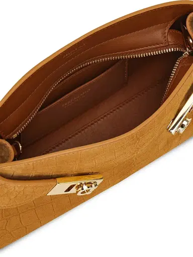 Ferragamo Women's Hug Gancini Croc-Embossed Suede Convertible Clutch | Thumbnail 2 Ferragamo Women's Hug Gancini Croc-Embossed Suede Convertible Clutch | Thumbnail 2