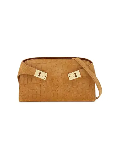 Ferragamo Women's Hug Gancini Croc-Embossed Suede Convertible Clutch | Thumbnail 1 Ferragamo Women's Hug Gancini Croc-Embossed Suede Convertible Clutch | Thumbnail 1