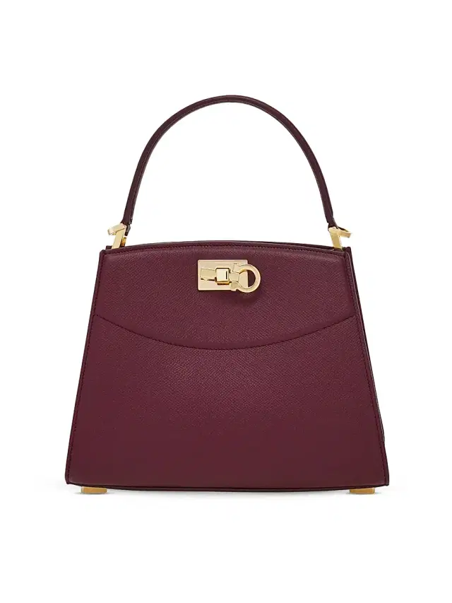 FERRAGAMO Women's Studio Box Leather Top Handle Bag - Plum
