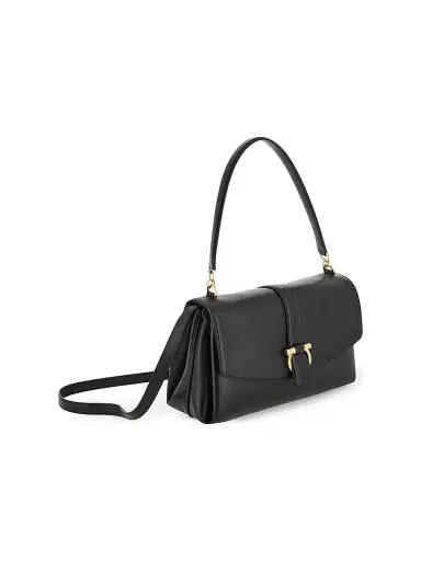 FERRAGAMO Women's Gancini-Buckle Leather Top Handle Bag - Nero | Thumbnail 5 FERRAGAMO Women's Gancini-Buckle Leather Top Handle Bag - Nero | Thumbnail 5