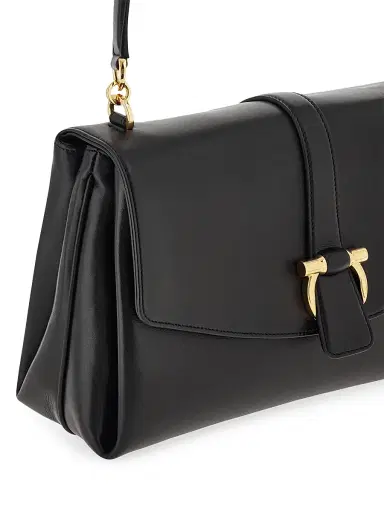 FERRAGAMO Women's Gancini-Buckle Leather Top Handle Bag - Nero | Thumbnail 8 FERRAGAMO Women's Gancini-Buckle Leather Top Handle Bag - Nero | Thumbnail 8