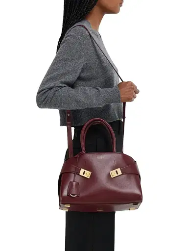 Ferragamo Women's Small Hug Leather Top Handle Bag - Plum | Thumbnail 2