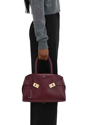 Ferragamo Women's Small Hug Leather Top Handle Bag - Plum | Thumbnail 3