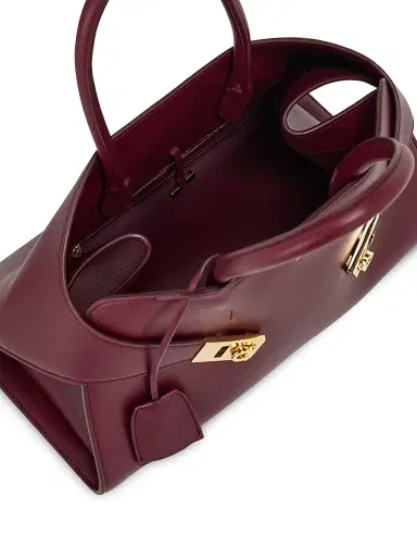 Ferragamo Women's Small Hug Leather Top Handle Bag - Plum | Thumbnail 6