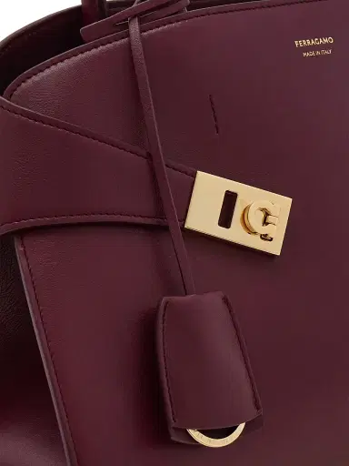 Ferragamo Women's Small Hug Leather Top Handle Bag - Plum | Thumbnail 7