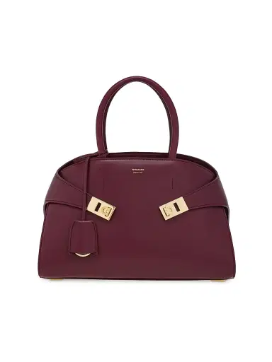 Ferragamo Women's Small Hug Leather Top Handle Bag - Plum | Thumbnail 1