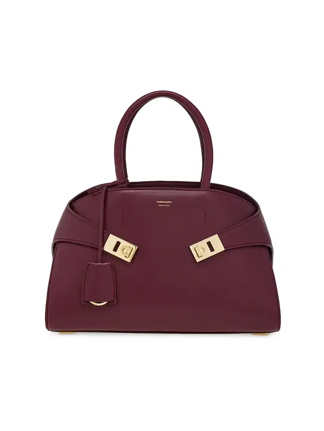 FERRAGAMO Women's  Hug Leather Top Handle Bag - Plum