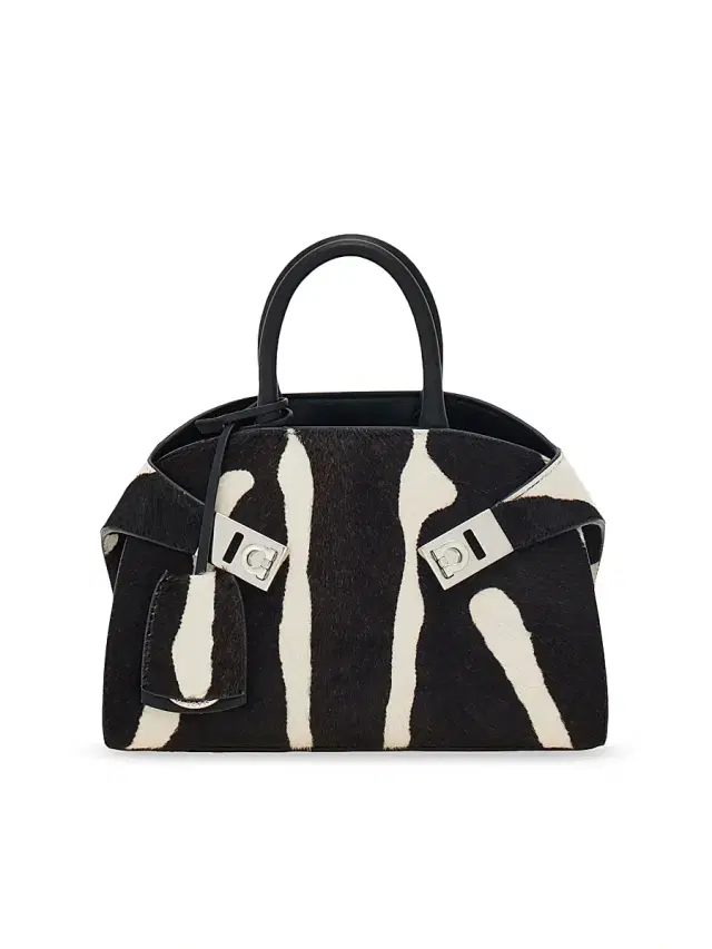 FERRAGAMO Women's Mini Hug Zebra-Print Calf Hair Top Handle Bag - Kasba Bianco Neo