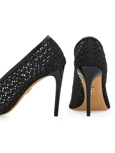 Ferragamo Women's Sol 95MM Lace Stiletto Pumps - Nero - Size 10.5 | Thumbnail 6 Ferragamo Women's Sol 95MM Lace Stiletto Pumps - Nero - Size 10.5 | Thumbnail 6