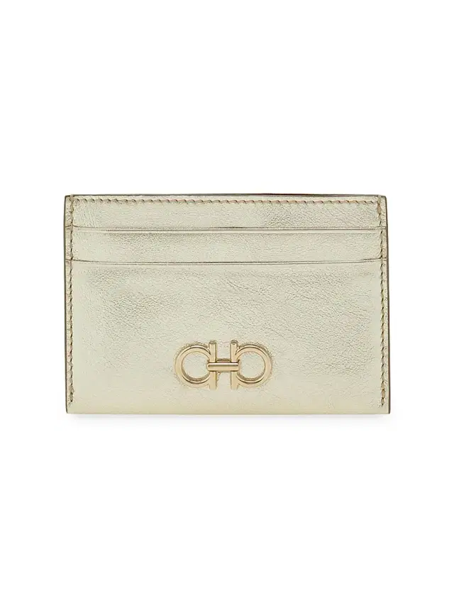 Women's Gancini Leather Card Holder - Champagne New Blush