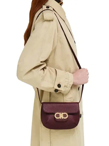 FERRAGAMO Women's Lizzy Gancini Leather Crossbody Bag - New Navy Bark Blue | Thumbnail 2 FERRAGAMO Women's Lizzy Gancini Leather Crossbody Bag - New Navy Bark Blue | Thumbnail 2
