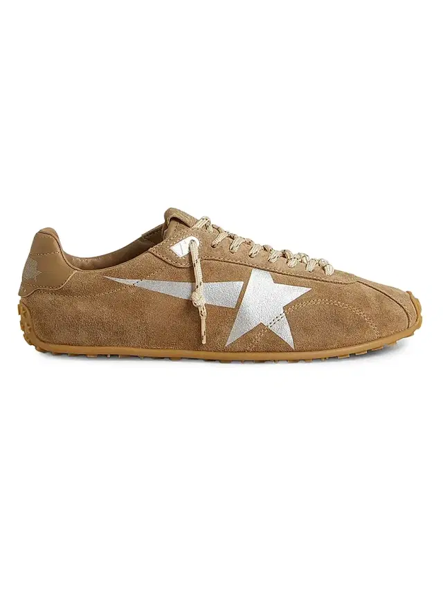 Golden Goose Men's Marathon M70 Suede Low-Top Sneakers - Tobacco Silver