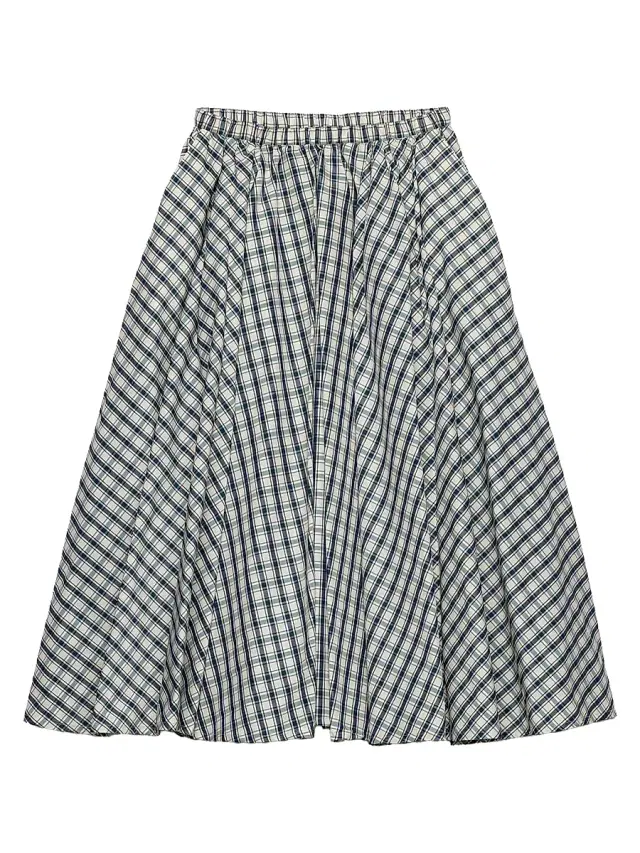 Women's Full Checked Chambray Skirt - Beige Multi