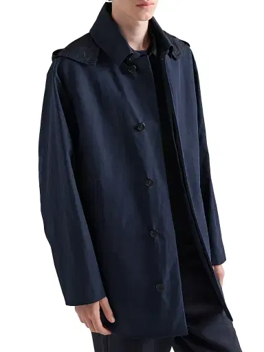 Prada Men's Hooded Cotton Coat - Blue - Size 38 | Thumbnail 2 Prada Men's Hooded Cotton Coat - Blue - Size 38 | Thumbnail 2