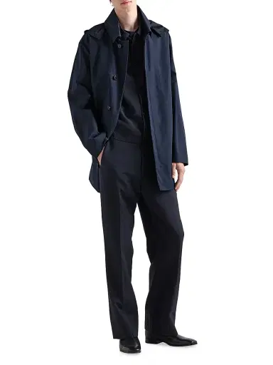 Prada Men's Hooded Cotton Coat - Blue - Size 38 | Thumbnail 5 Prada Men's Hooded Cotton Coat - Blue - Size 38 | Thumbnail 5