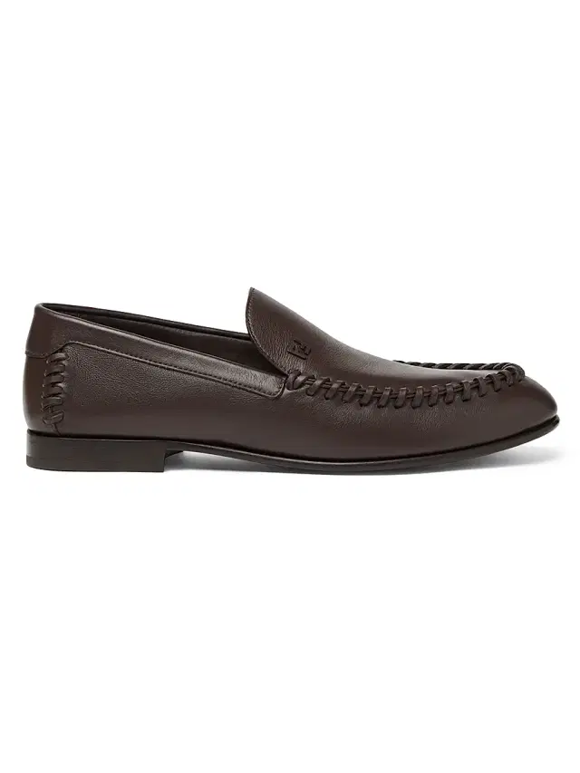 Men's Whipstitched Leather Loafers - Chocolate