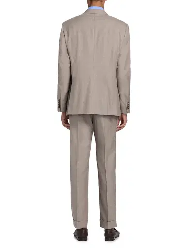 Emporio Armani Men's Tonal Textured Single-Breasted Wool, Silk & Linen Suit - Tan - Size 48 | Thumbnail 5 Emporio Armani Men's Tonal Textured Single-Breasted Wool, Silk & Linen Suit - Tan - Size 48 | Thumbnail 5