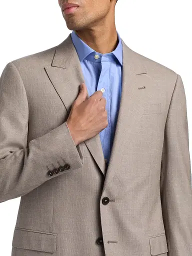 Emporio Armani Men's Tonal Textured Single-Breasted Wool, Silk & Linen Suit - Tan - Size 48 | Thumbnail 6 Emporio Armani Men's Tonal Textured Single-Breasted Wool, Silk & Linen Suit - Tan - Size 48 | Thumbnail 6