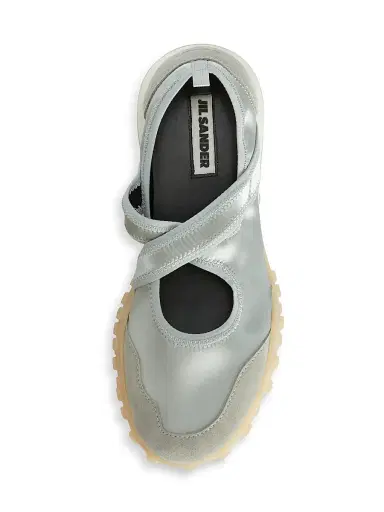 Jil Sander Women's Suede Trim Crisscross Slip-On Sneakers - Acqua - Size 11 | Thumbnail 4