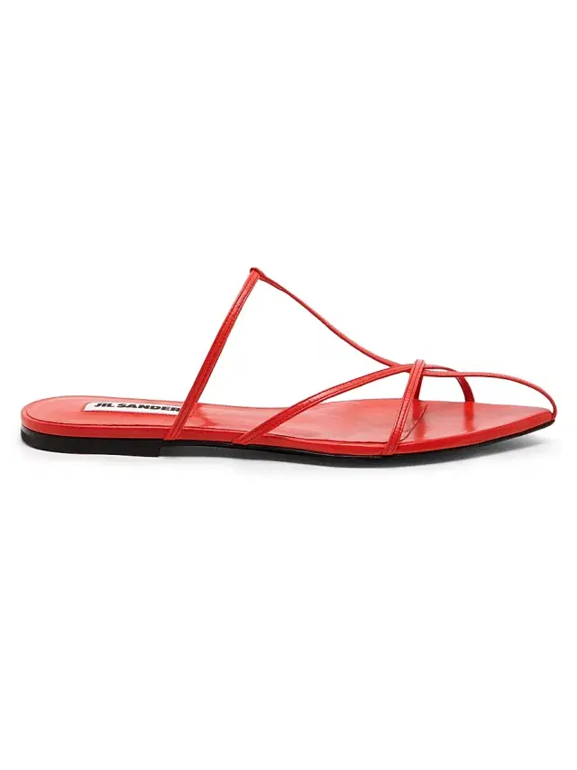 Jil Sander Women's Strappy Leather Flats - Rouge