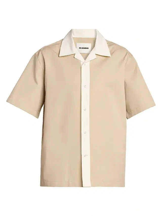 Jil Sander Men's Contrast-Trim Cotton-Silk Poplin Short-Sleeve Shirt - Volcanic Glass
