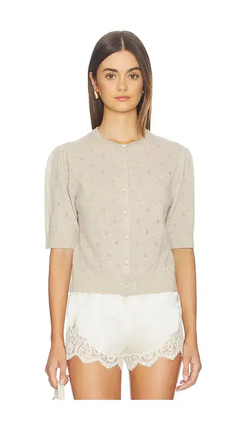 Raina Pointelle Short Sleeve Cardigan