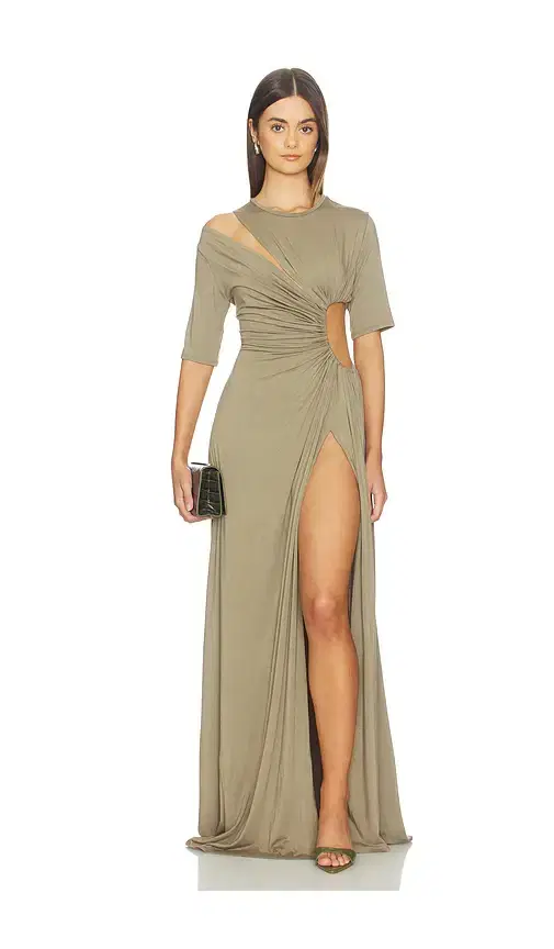 Sid Neigum Gathered Slit Maxi Dress